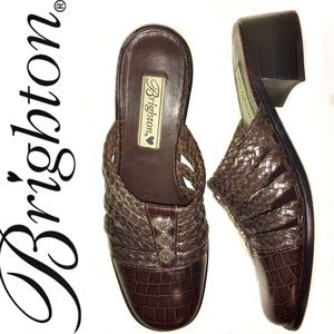 BRIGHTON Fable brown croc slides